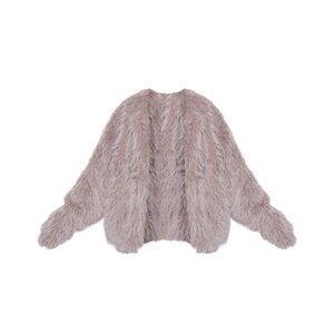 Pretty Little Thing Plus Stone Shaggy Faux Fur Coat